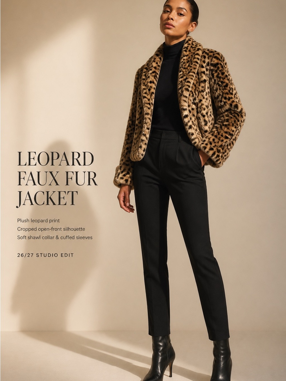 Faux Fur Leopard Print Jacket -